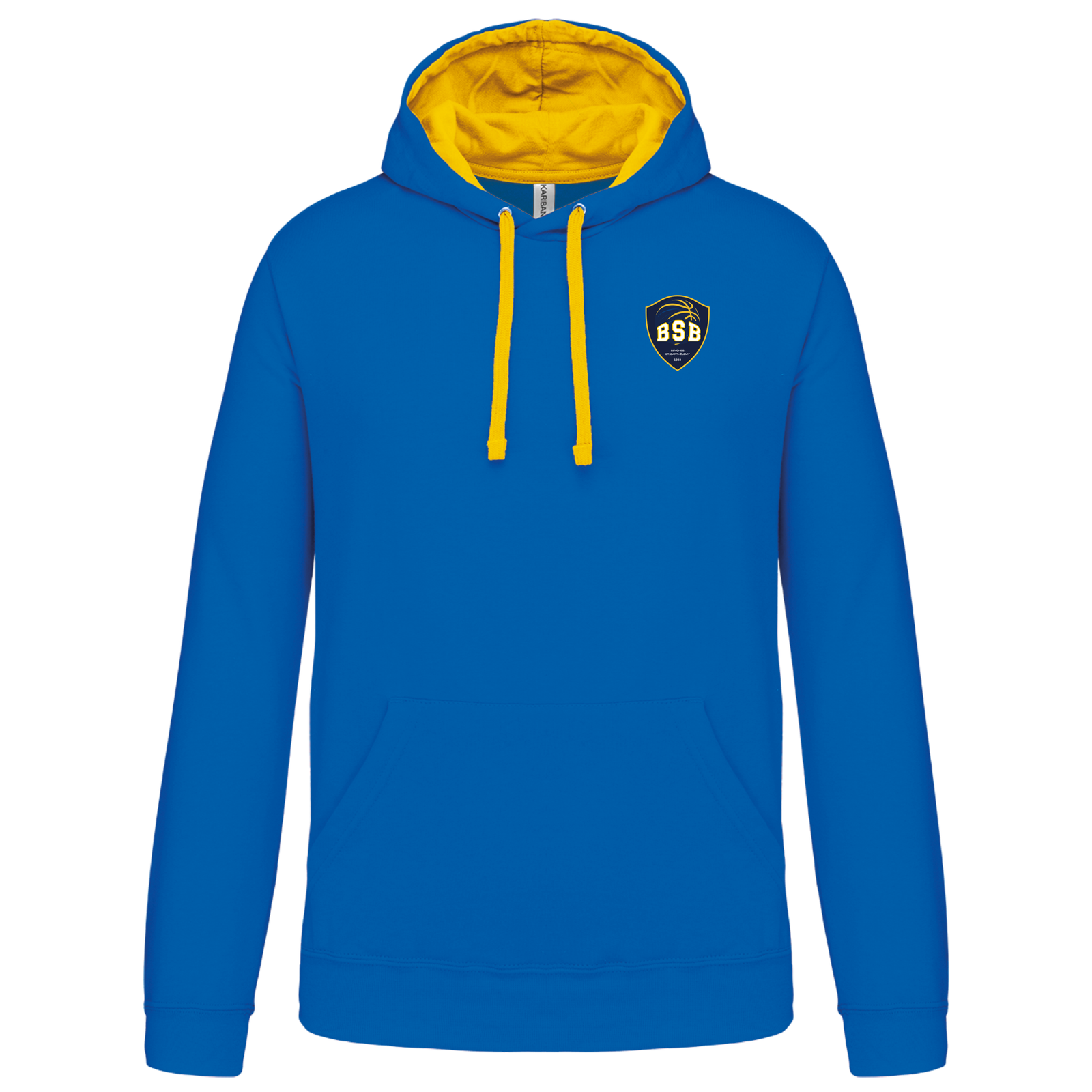 SWEAT A CAPUCHE ADULTE "K446" LIGHT ROYAL BLUE YELLOW